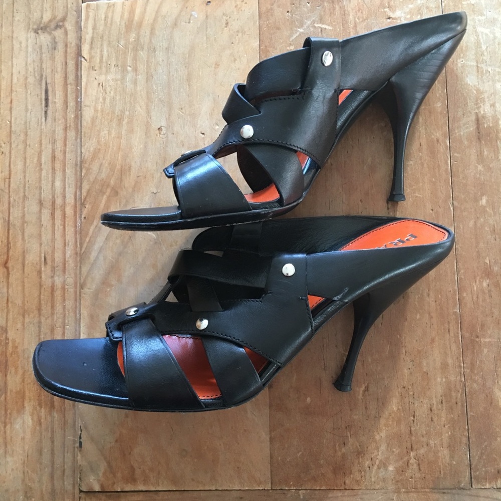 Prada Leather Black Heeled Sandals - Picture 3 of 8
